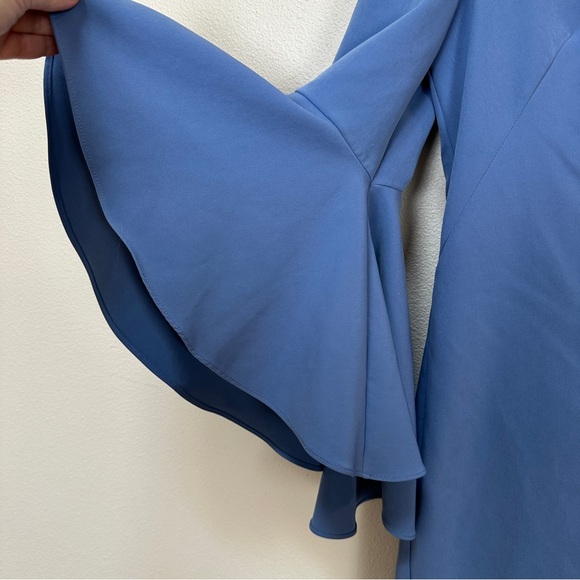 Milly Nicole Blue V-Neck‎ Ruffle Bell Sleeve Shift Dress Women’s Sz 12 - Picture 4 of 6